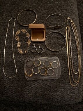 Mixed Women’s Jewelry Set - Gold & Silver Necklaces, Bracelets, Rings